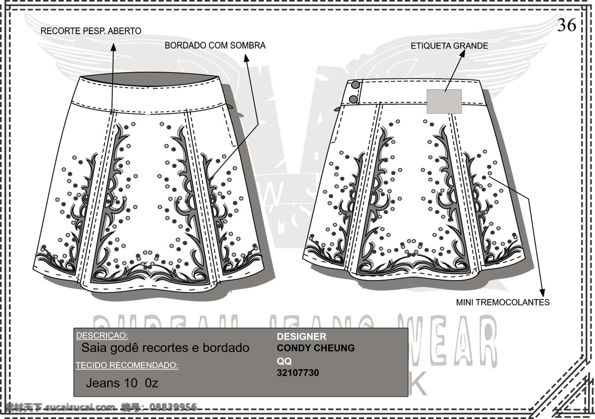 牛仔裙 服装设计 女装 牛仔裙设计 condy 外贸 牛仔 中 裙 公司资料 钉珠绣花 矢量 其他服装素材