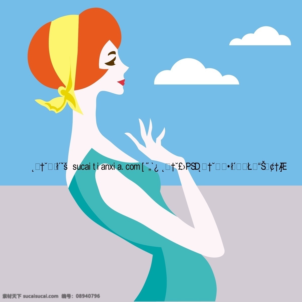 漫画 女人 半身 形象 矢量 白云 漫画人物 矢量图 其他矢量图