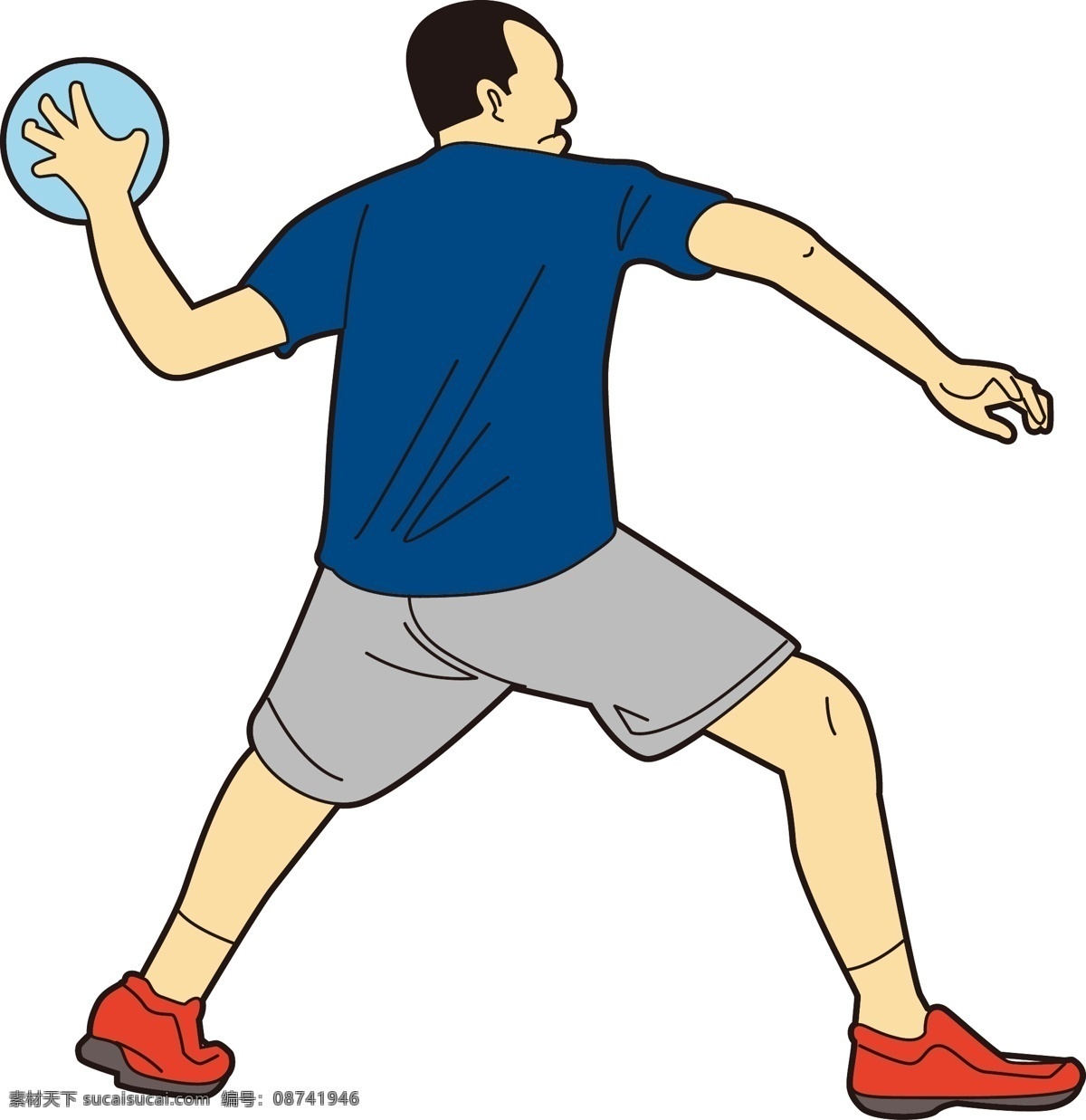 卡通 打球 姿势 矢量 蓝球 蓝色球衣 运动员 体育运动员 体育 排球 篮球 球员 男子 男人