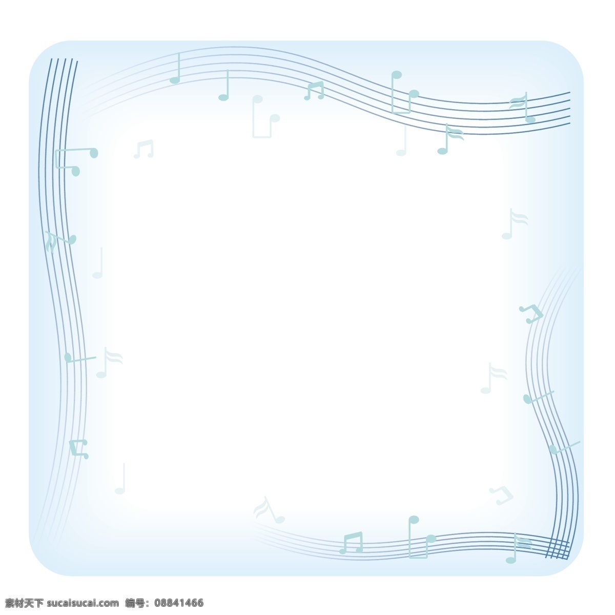 蓝色 渐变 可爱 矢量 音符 方框 五线谱 蓝绿色 音乐 歌曲 唱歌 宁静 安静 渐变色 唯美