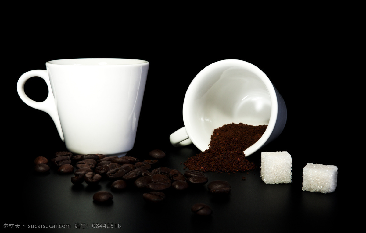 白色 咖啡杯 咖啡豆 咖啡 咖啡文化 coffee 高清图片 白色咖啡杯 黑咖啡 蔗糖 咖啡图片 餐饮美食