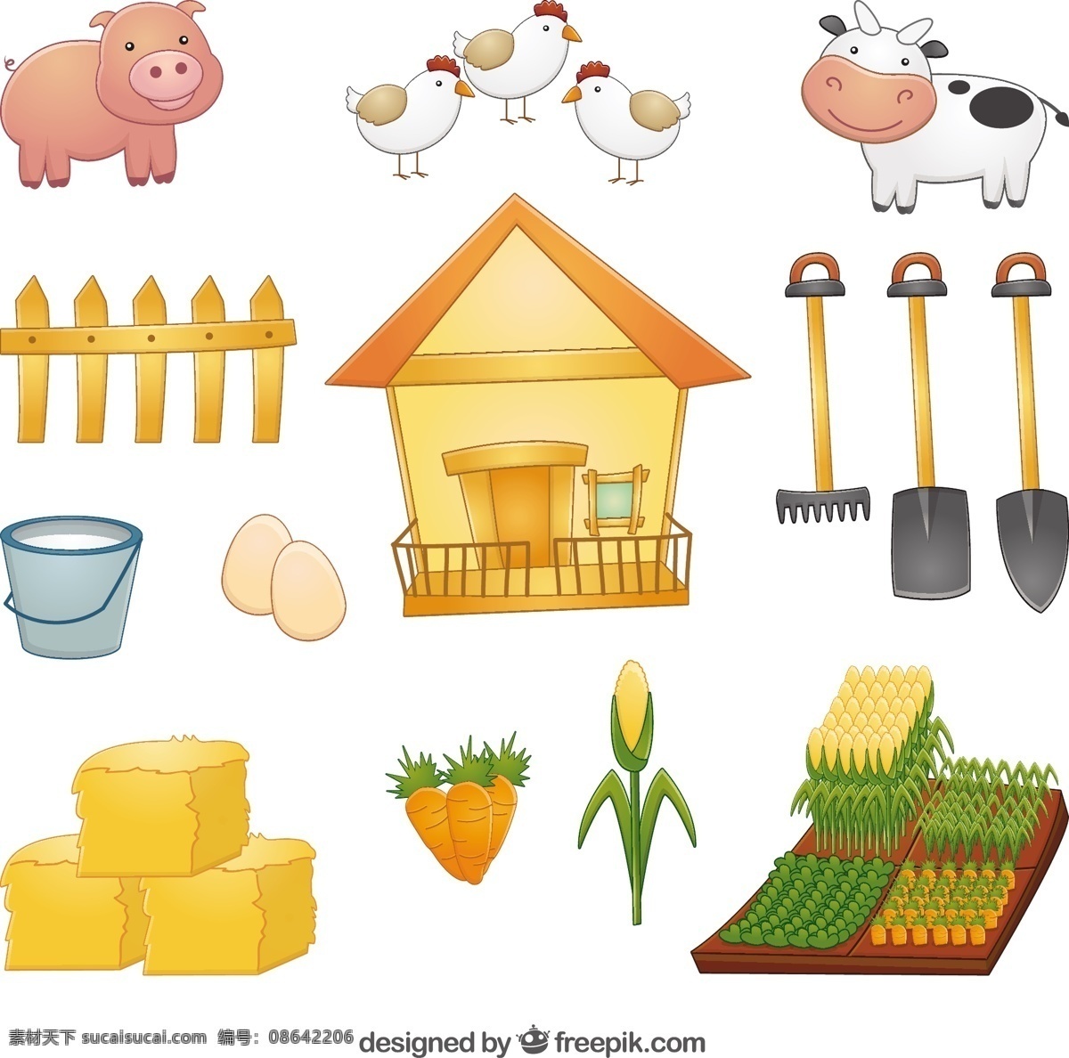农业 元素 动物 收集 自然 农场 景观 蔬菜 奶牛 生态 有机 猪 蛋 农民 环境 发展 玉米 土地 胡萝卜 农场动物