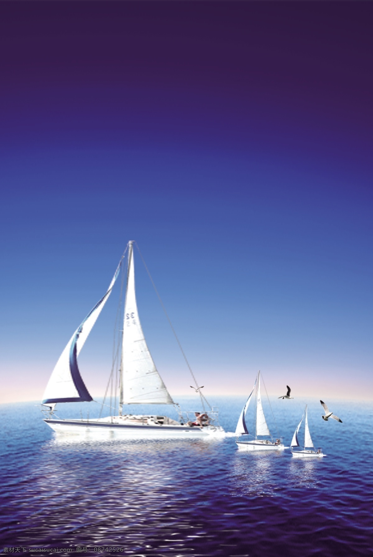 海洋 大海 帆船 海鸥 蓝 天 白云 画册设计