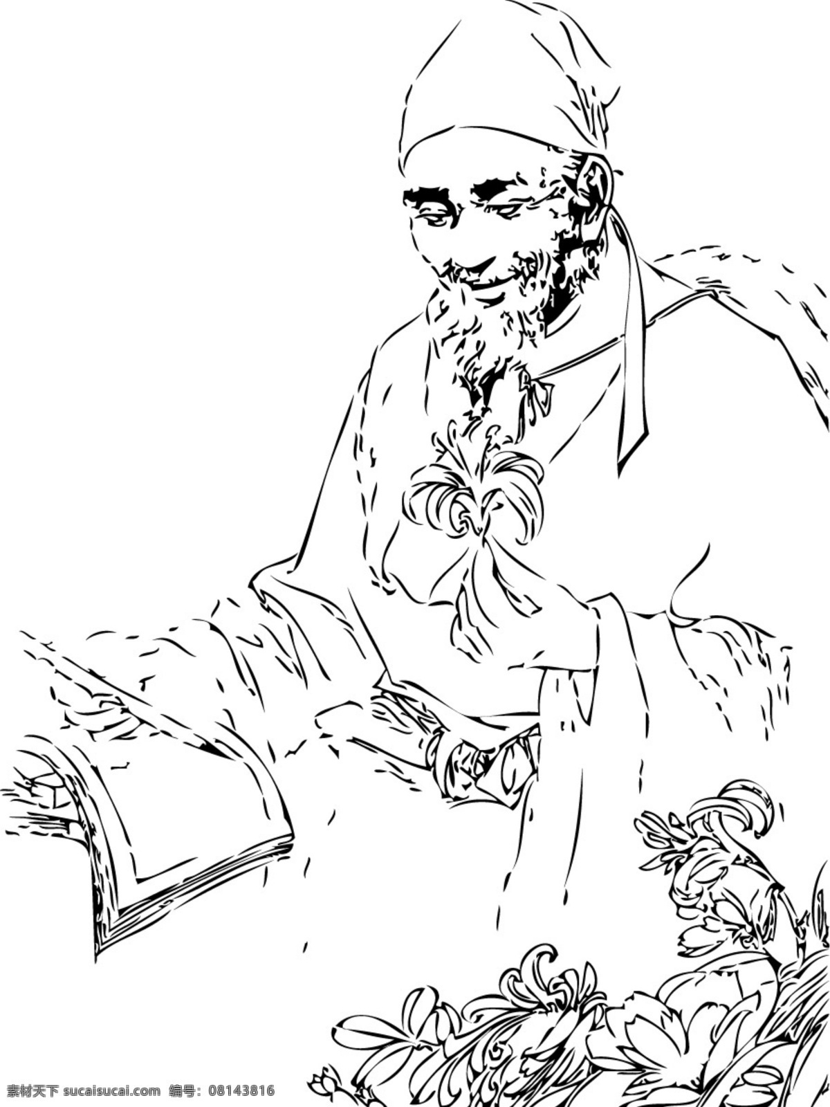 李时珍人物 李时珍 花朵 李时珍剪影 人物 分层 源文件