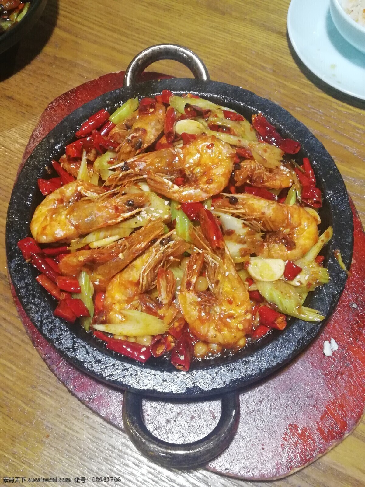 铁板大虾 铁板 香辣 美味 干锅 大虾 餐饮美食