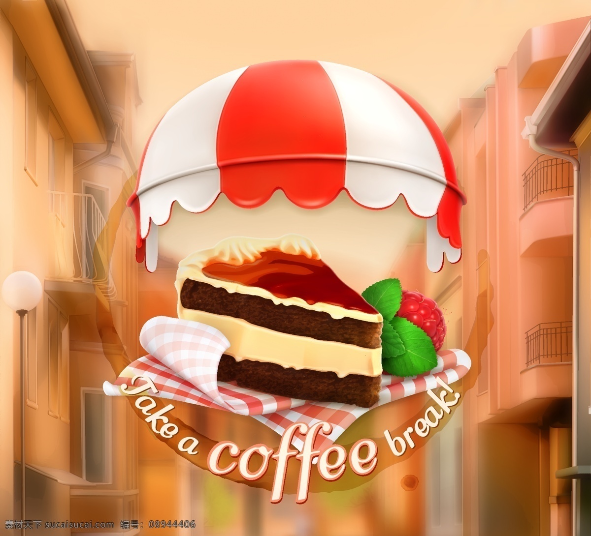 美味 巧克力 蛋糕 下午 茶 插画 咖啡 水果 下午茶 诱人 美食