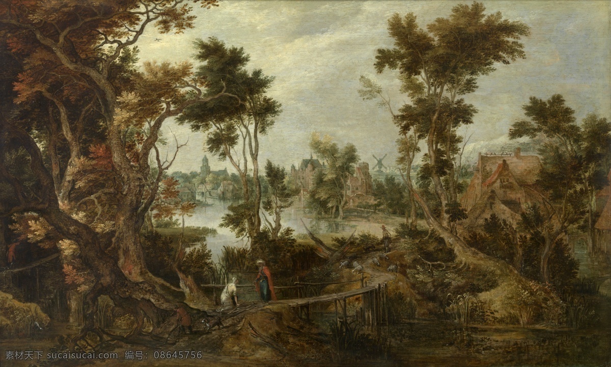 sarepta 大师 画家 古典 画 建筑 景物 装饰画 油画 of widow the elijah with landscape hondecoeter de claesz gillis 人物 高清 西方 国外 现代 家居装饰素材