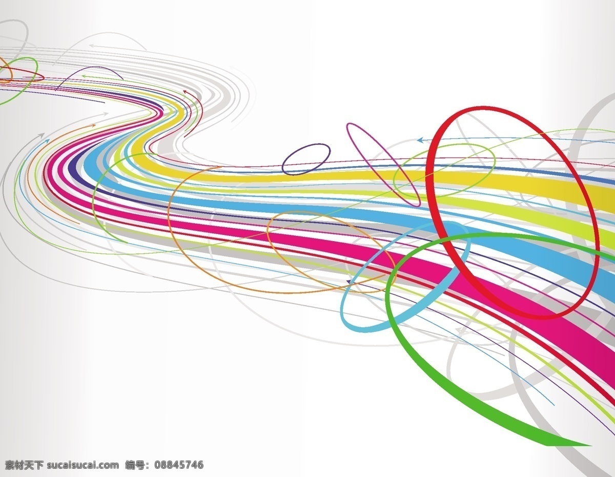 抽象 彩色 波 线 背景 自由 向量 线条科技 彩色线条 彩虹 矢量图