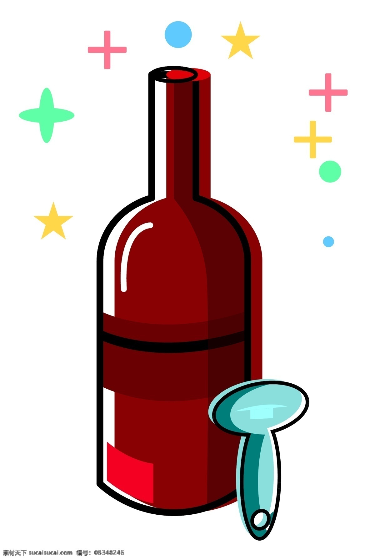 红色酒瓶图案 红酒 喝酒 品尝