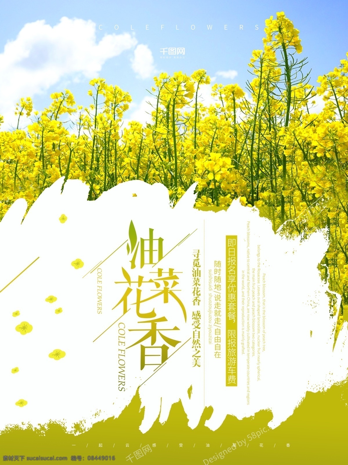 绿色 油菜花 唯美 旅游 海报 源文件 小清新 旅游海报 赏油菜花