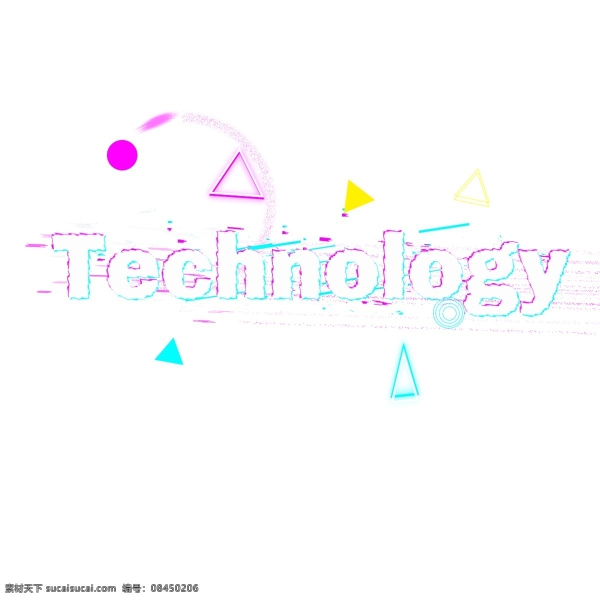 glitch techonology 字体 理工科 故障风格 trangle 元素 水平线 圆形元素 毛刺字体设计 白色和紫色