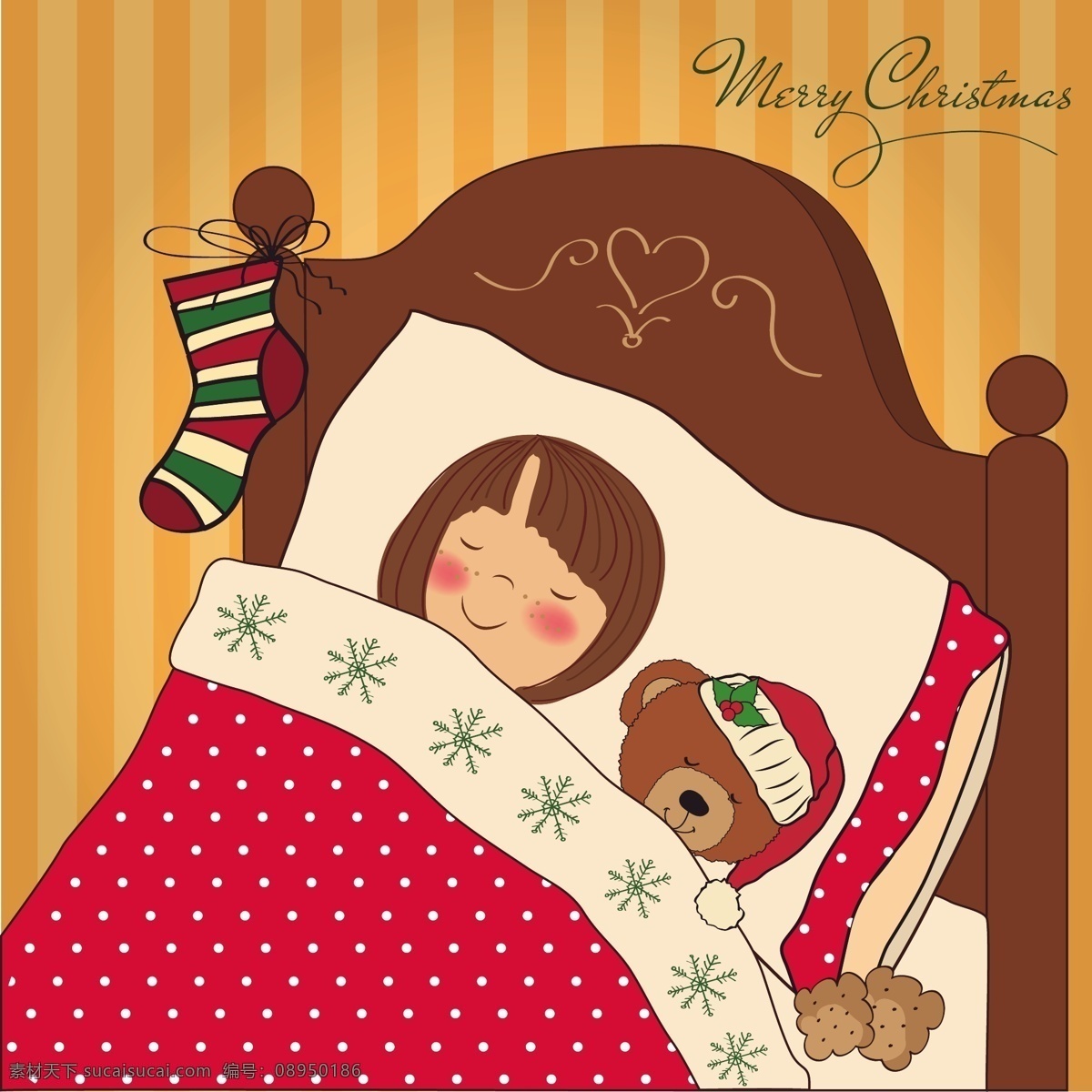 圣诞卡 女孩 睡觉 圣诞节 一方面 卡片 圣诞快乐 冬天 手绘 快乐 可爱的熊 圣诞 庆祝活动 丰富多彩 睡眠 泰迪熊 庆祝 打招呼 泰迪 绘制 红色