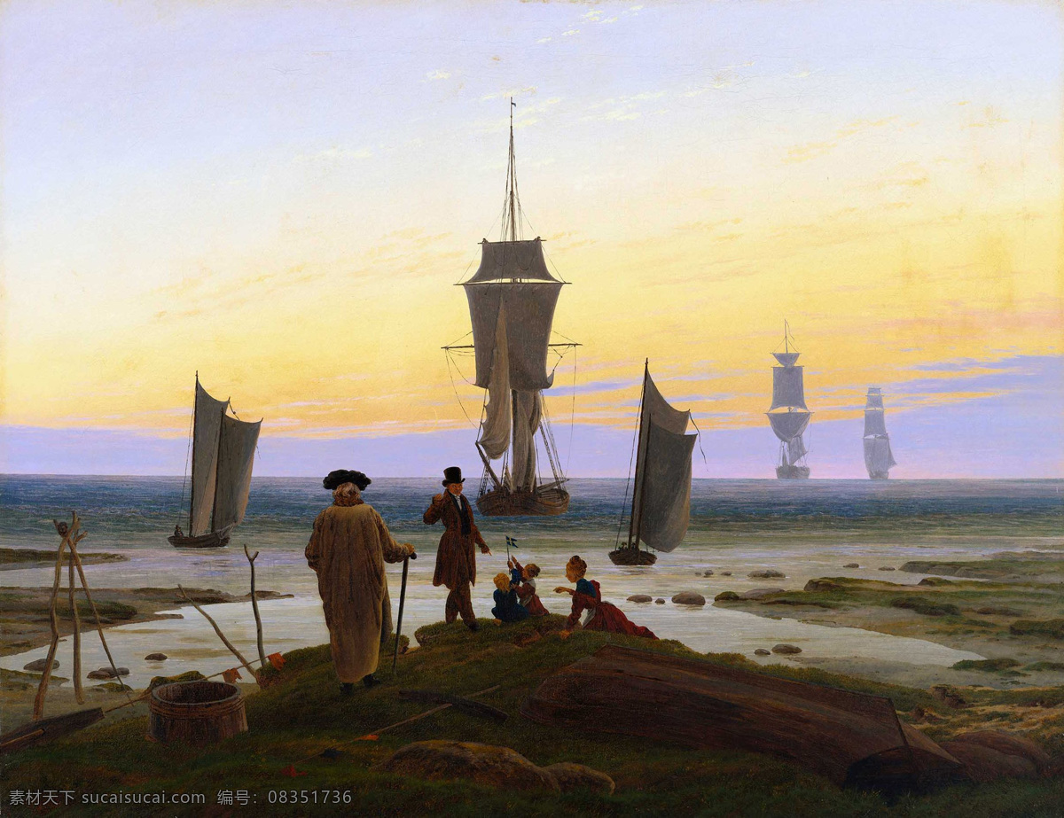 船舶 大卫 风景油画 风景 油画 模板下载 国外油画 海岸 海滩 绘画书法 设计素材 卡斯帕 弗里德里希 油画作品 著名油画 西方古典油画 艺术 寓言艺术 游艇 日落 天空 德国画家 卡 斯帕 浪漫主义 文化艺术 psd源文件