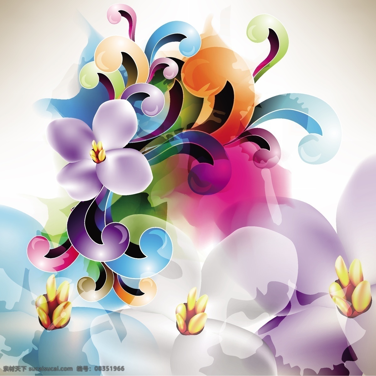 浓墨重彩 艺术 花卉 量 底纹 立体花纹 色斑 水彩画 艺术花卉 鲜艳 花朵 矢量图 其他矢量图