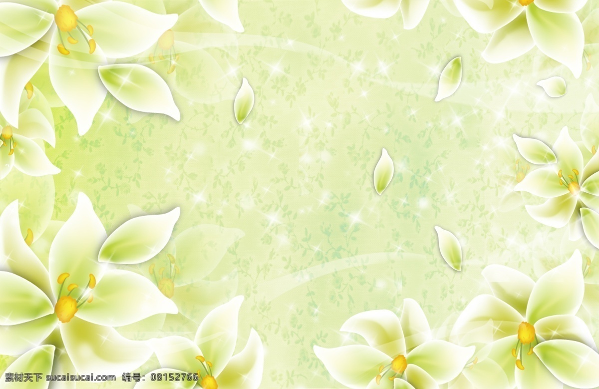 绿色背景 花朵 绿色 背景 花 花瓣 分层 源文件