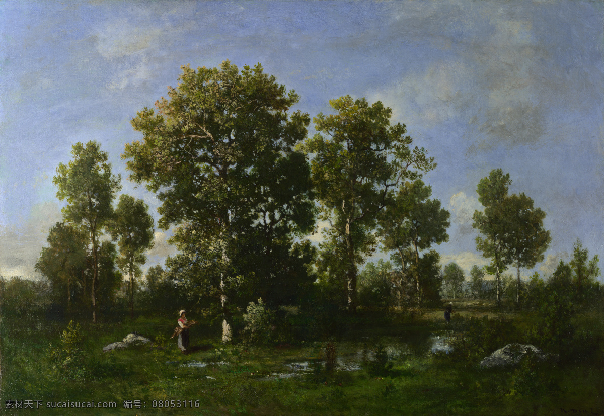 forest 大师 画家 古典 画 建筑 景物 装饰画 油画 the in days sunny pena la de diaz narcissevirgilio 人物 高清 西方 国外 现代 家居装饰素材