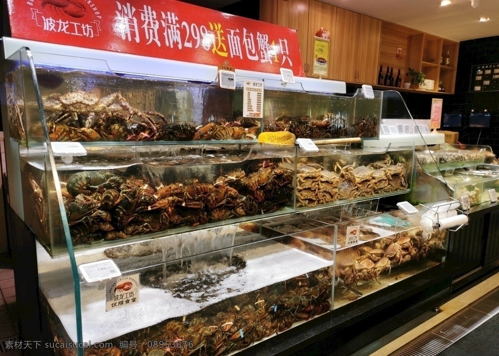 超市水产区 超市 进口超市 高端超市 货架 商品 货物 水产区 海鲜区 龙虾 螃蟹 商品陈列 永辉 超级物种 生活百科 生活素材