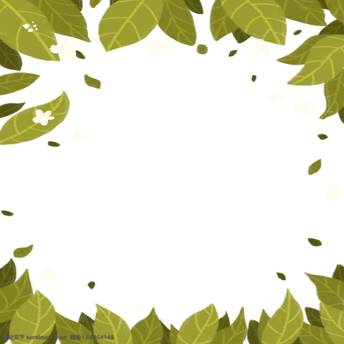 绿色植物 树叶 边框 元素 绿色 植物 环境 装饰 纹理 卡通插画 大自然 生长 保护环境 景色
