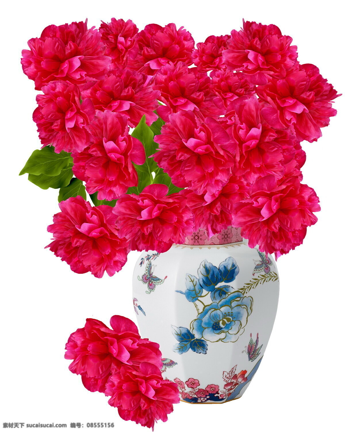 鲜艳 红 牡丹花 插花 花束 红色花朵 红牡丹 花瓶 瓷器