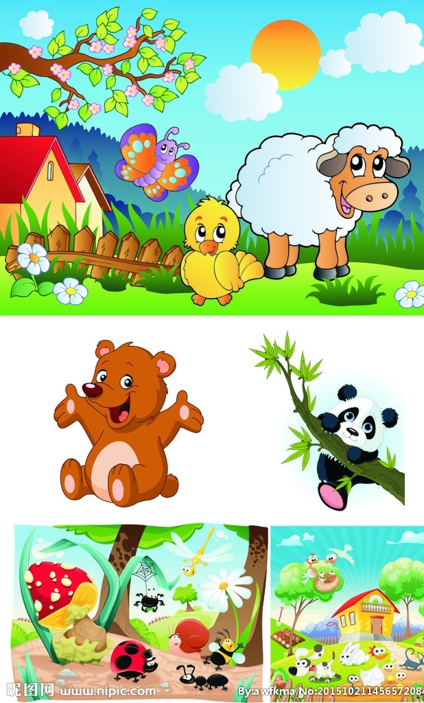 卡通动物 动物 森林 卡通 大象 长颈鹿 蛇 猴子 海豚 斑马 矢量素材 昆虫 熊猫 猫 羊 鸭子 卡通设计