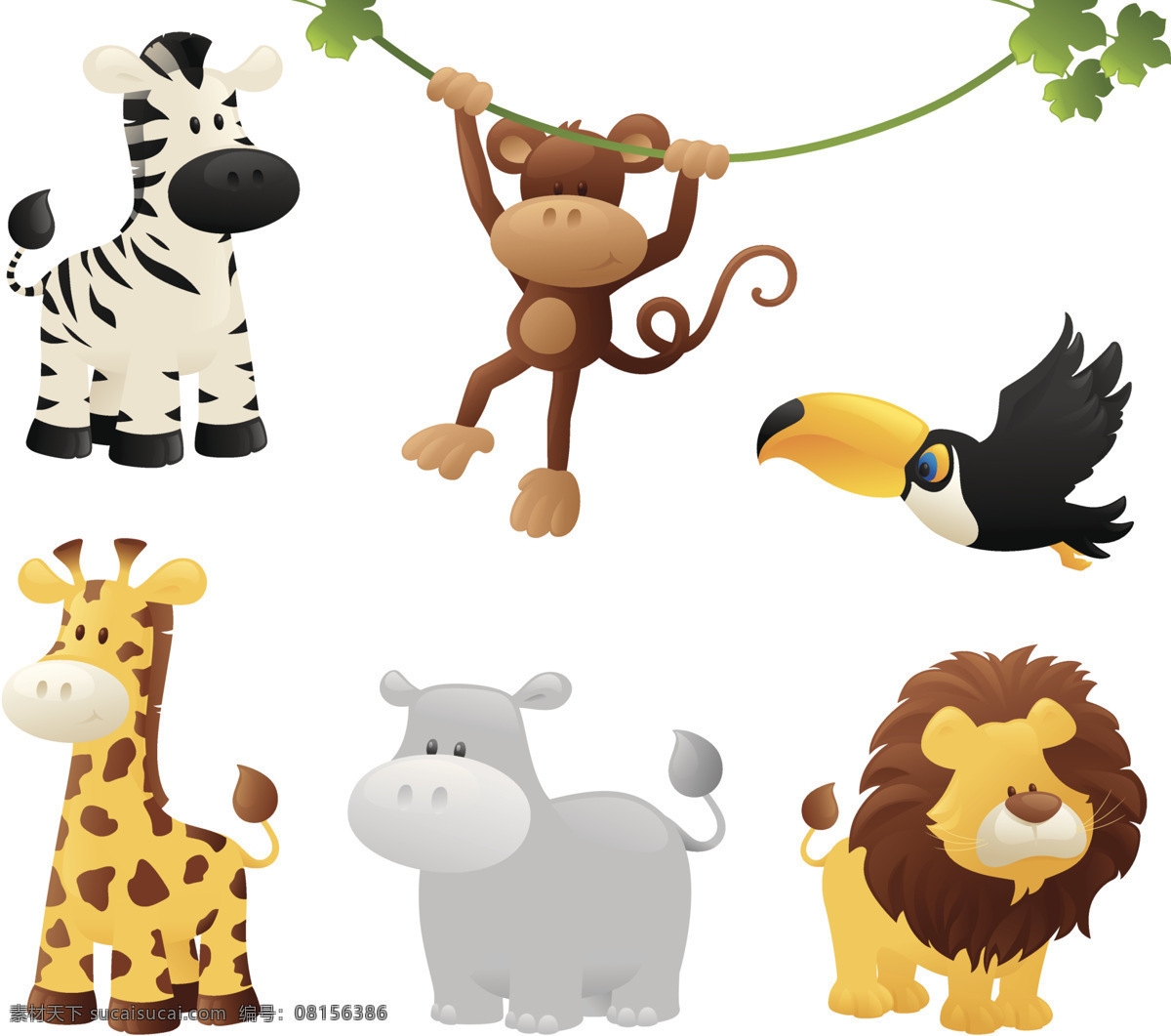 森林动物 动物 卡通 漫画 树木 狮子 动漫动画
