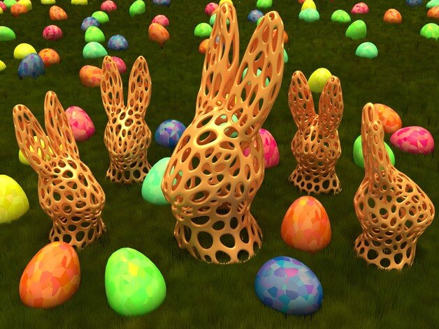兔子 头 voronoi 风格 复活节 3d打印模型 生活用品模型 图