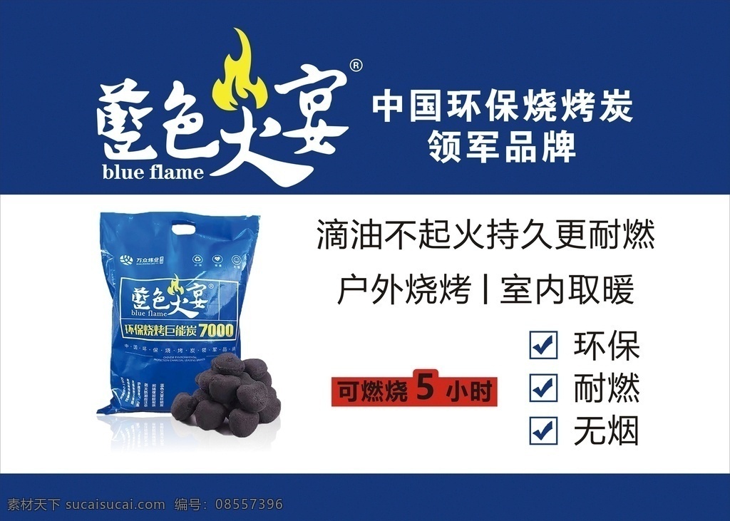 蓝色火宴图片 蓝色火宴标志 烧烤炭 火焰 海报 环保 耐燃 无烟