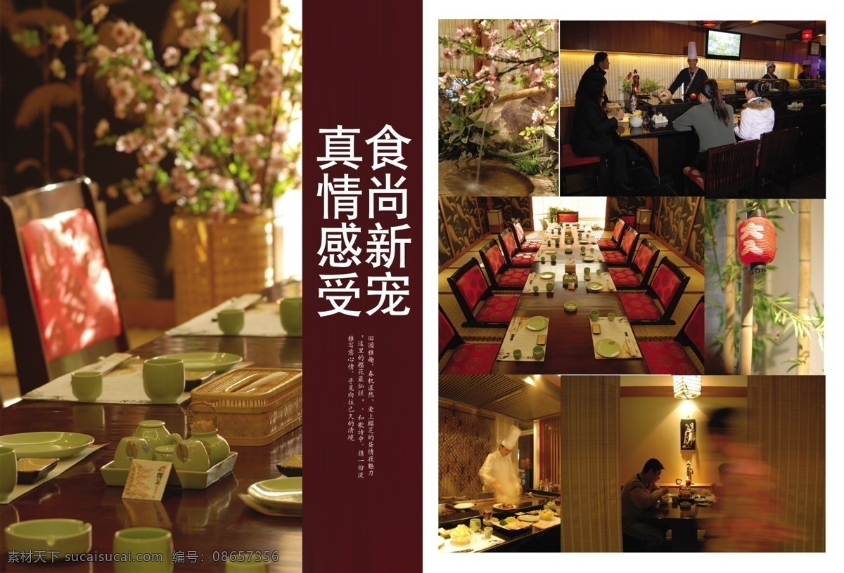 餐具 灯笼 广告设计模板 画册 画册设计 日本料理 店 樱花 源文件 樱芝 桌椅 装修 点菜指导 后厨 食尚新宠 其他画册封面