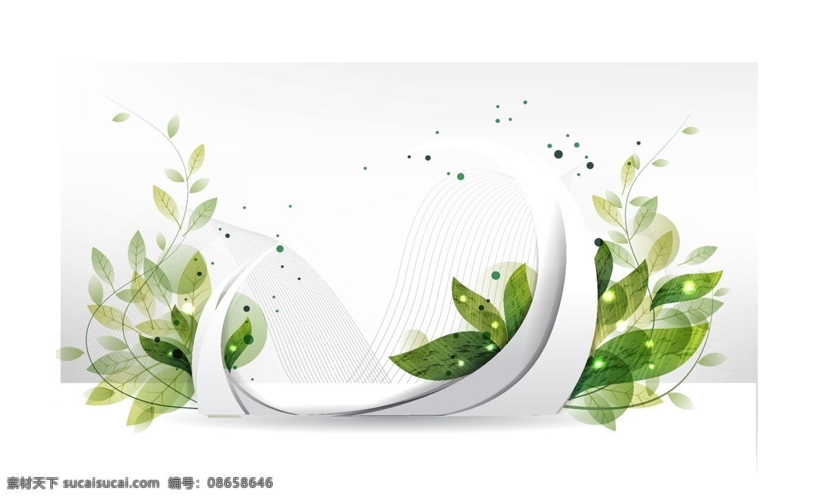 梦幻 绿叶 花纹 背景 时尚花纹 矢量绿叶 树叶 线条花纹 时尚潮流花纹 矢量花卉植物 背景图案 花草树木 生物世界 矢量素材 白色