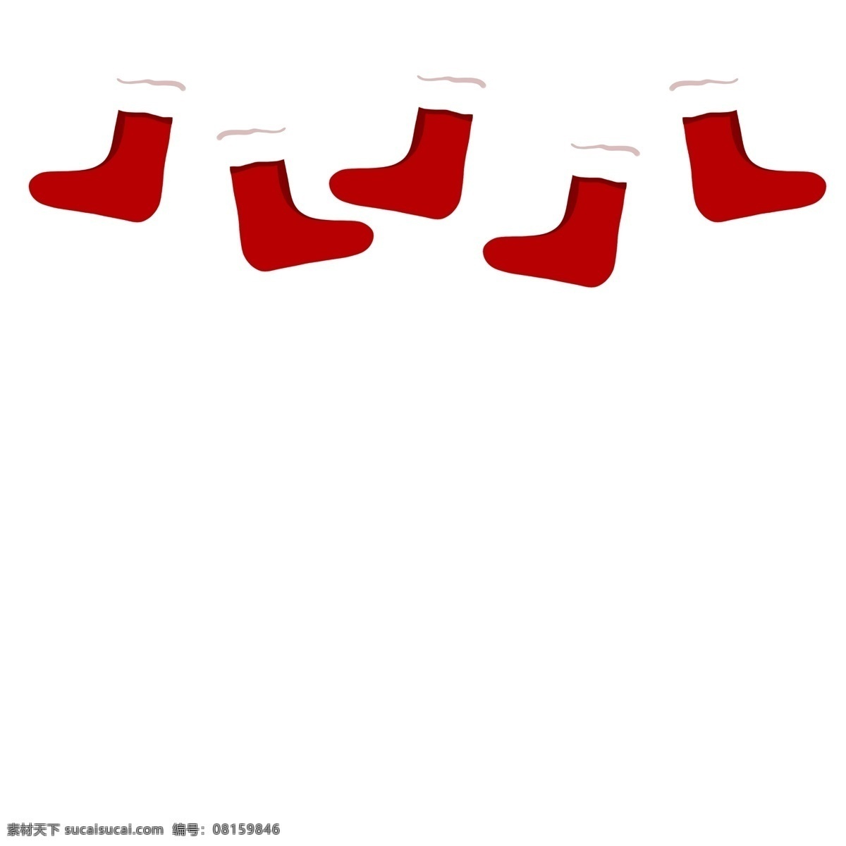 手绘 矢量 卡通 悬挂 圣诞节 红色 袜子 免抠 可爱 红色袜子 礼物 圣诞快乐 喜气洋洋 庆祝 西方节日 顶部装饰 一排袜子