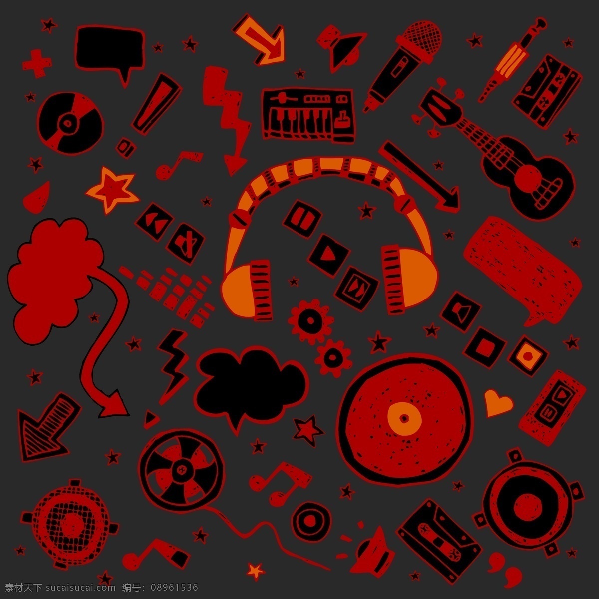 音乐图标设计 耳机 dj音乐图标 矢量图标 手绘图标 涂鸦图标 标志图标 矢量素材 黑色