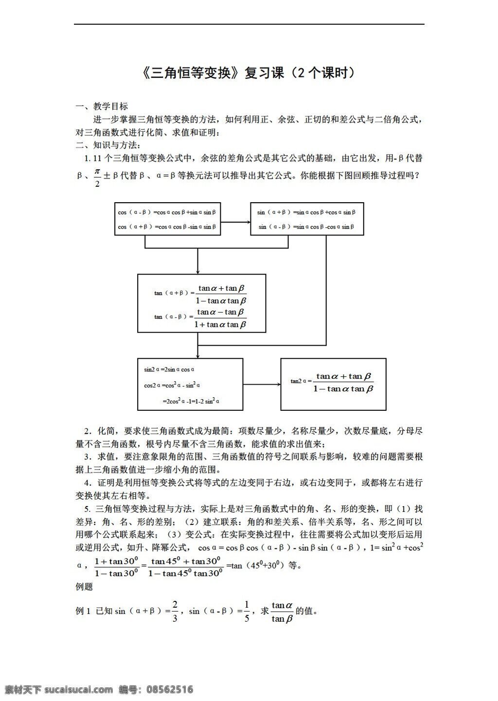 数学 人教 新 课 标 a 版 必修 第三章 复习 教案 必修4