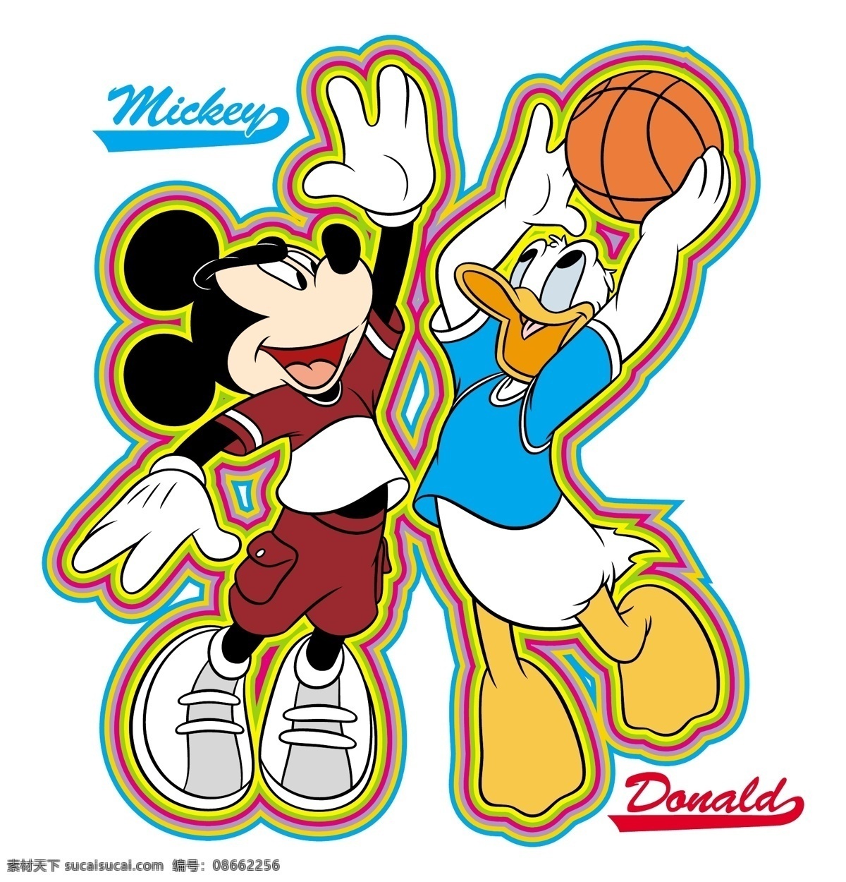 米奇 唐纳德 篮球 迪士尼 鼠标 的故事 矢量图 其他矢量图
