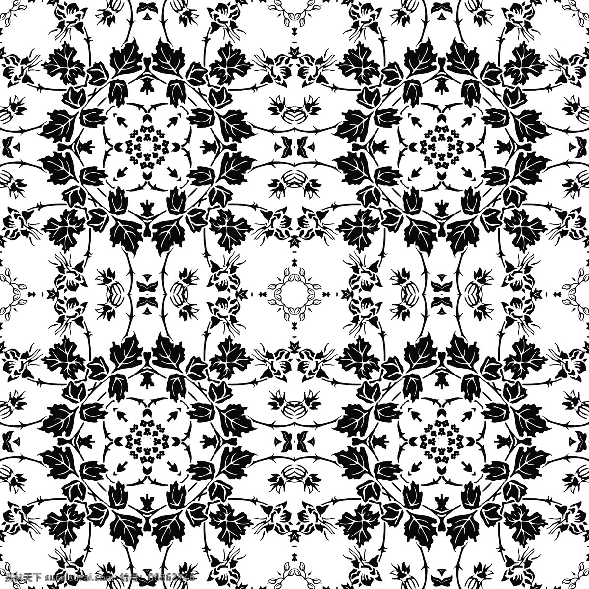 黑色 白色 花 壁纸 花卉 模式 pattern 模式向量 矢量图 花纹花边
