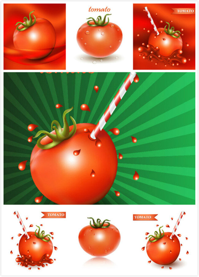 卡通番茄蔬菜 卡通 番茄 西红柿 蔬菜 矢量 感水花 水纹 吸管 番茄汁 新鲜蔬菜 卡通蔬菜 矢量蔬菜 蔬菜水果 白色