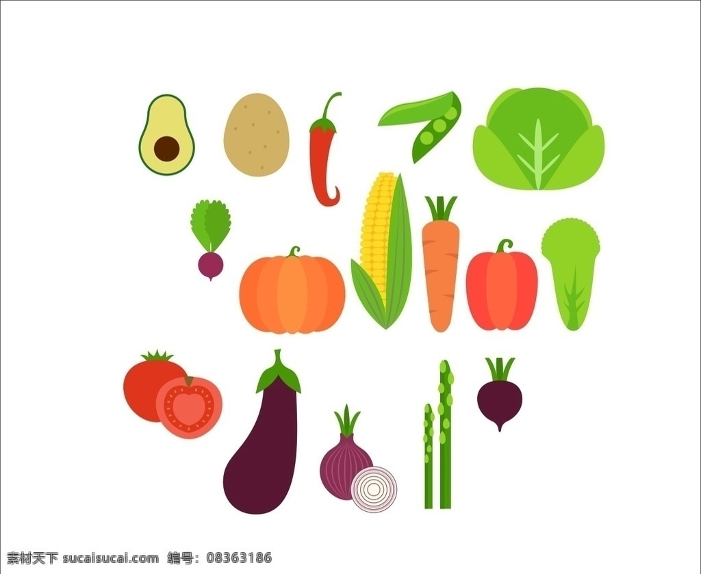卡通蔬菜 矢量图 蔬菜 扁平化 蔬菜素材 卡通设计