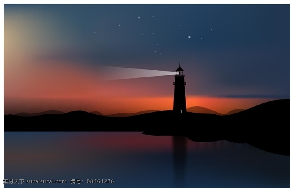 灯塔 插画 背景 海报 元素 高清 好看 动漫动画