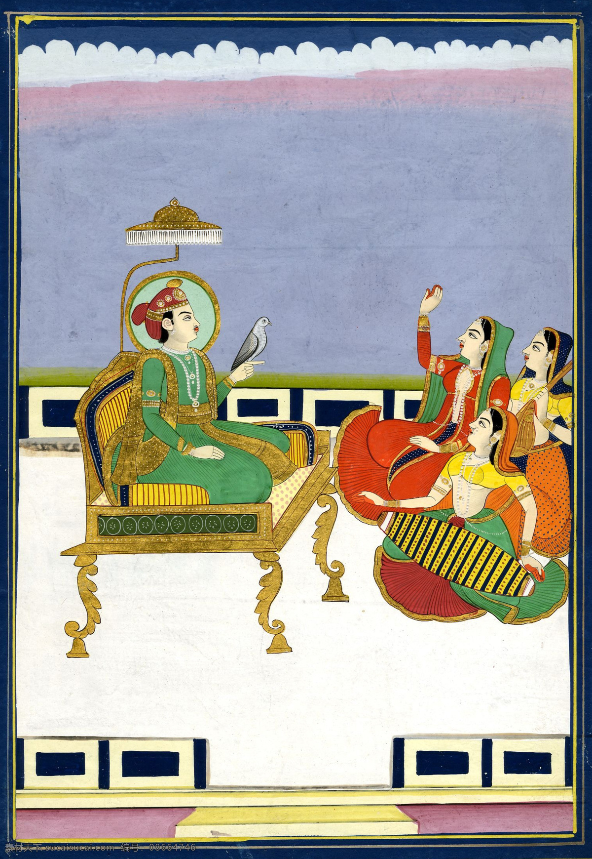 宫廷舞蹈 印度绘画 19世纪绘画 世界名画 绘画书法 文化艺术 白色