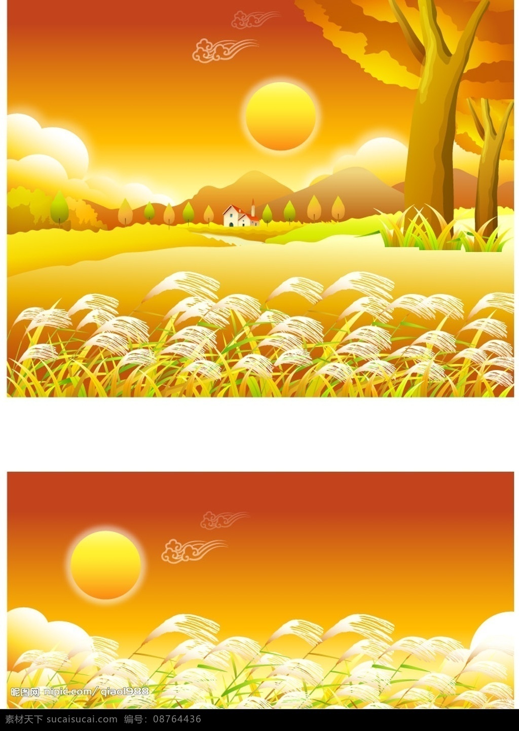 金秋 精美 风景 矢量 系列 图 自然美 自然景观 自然风景 矢量图库