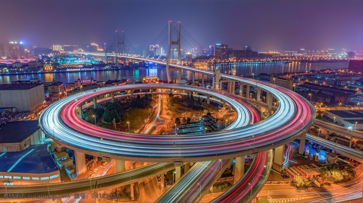 上海 城市 立交桥 背景 夜景 灯光 旅游摄影 国内旅游