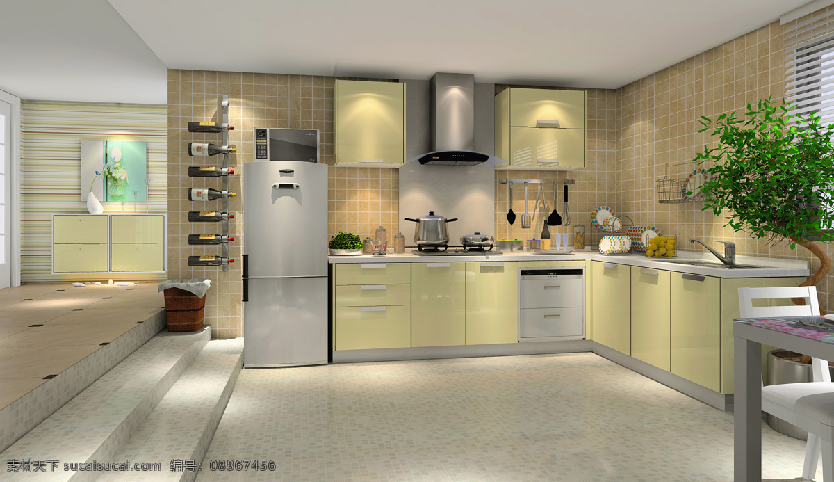 厨房 3d设计 3d作品 厨房设计素材 橱柜 效果图 整体 厨房模板下载 家居装饰素材 室内设计