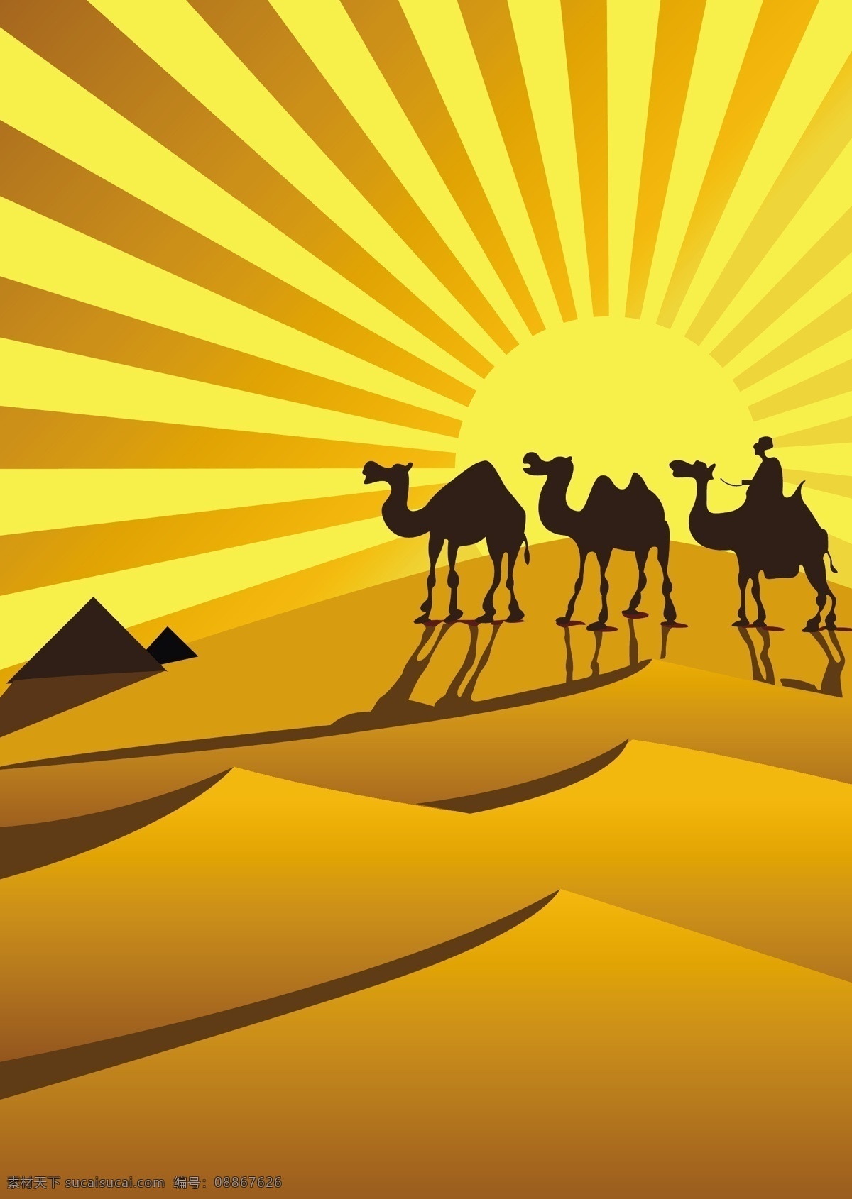金色 沙漠 骆驼 材料 剪影 矢量动物 媒介 生物学 desertthe 矢量图 其他矢量图