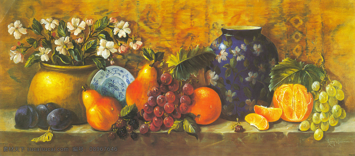 新鲜 水果 花瓶 静物 油画 瓷器 新鲜水果 鲜花油画 花朵 花卉油画 静物油画写生 油画艺术 绘画艺术 装饰画 书画文字 文化艺术
