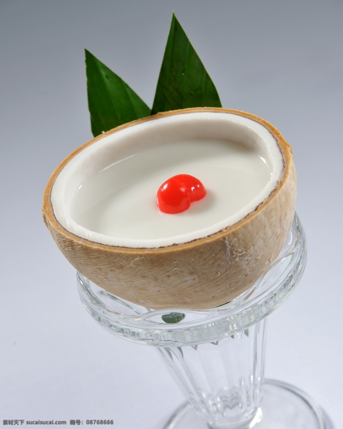 椰子 布丁 杯子 餐饮美食 传统美食 樱桃 椰子布丁 椰子汁 矢量图 日常生活