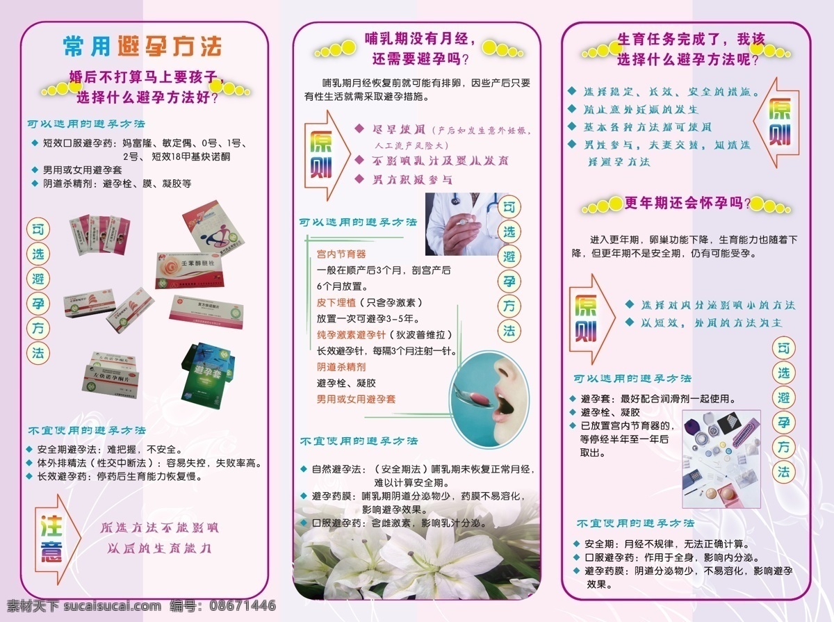 dm单 dm宣传单 百合花 避孕 广告设计模板 三折页 药 源文件 常用 避孕方法 宣传 三 折页 避孕宣传 避孕药 药具 家庭保健 psd源文件