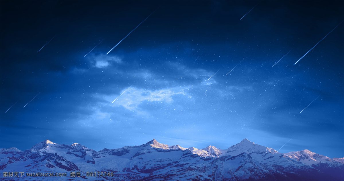 蓝色 山峰 星空 高清 背景 星星 天空 4k 自然景观 自然风光