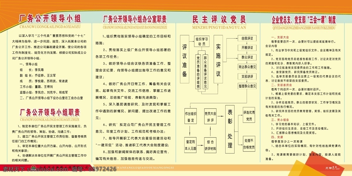 公开栏 厂务公开栏 厂务公开 民主评议 三会一课制度 广告设计模板 展板模板 源文件 分辨率