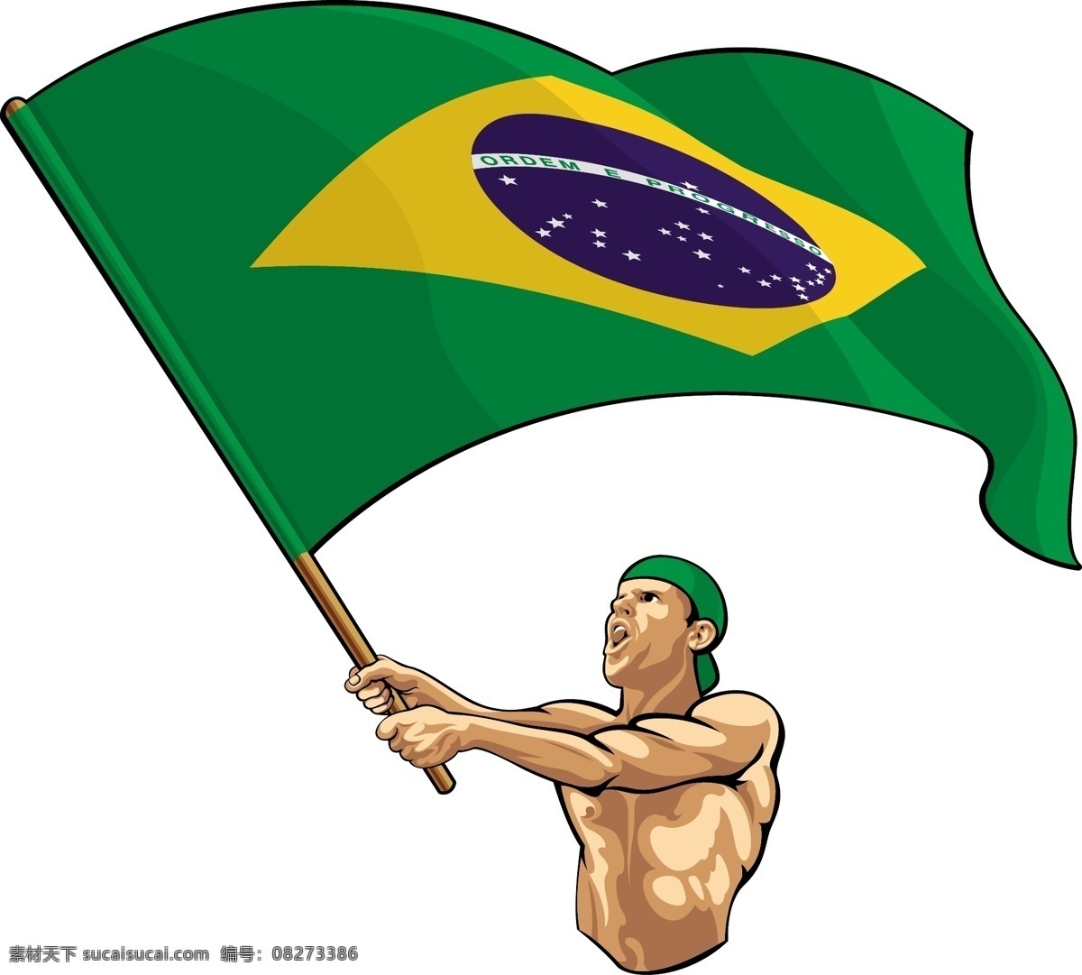举 巴西 国旗 运动 人物 巴西世界杯 巴西旗帜 足球 体育运动 世界杯 动感背景 时尚背景 足球主题 生活百科 矢量素材 白色
