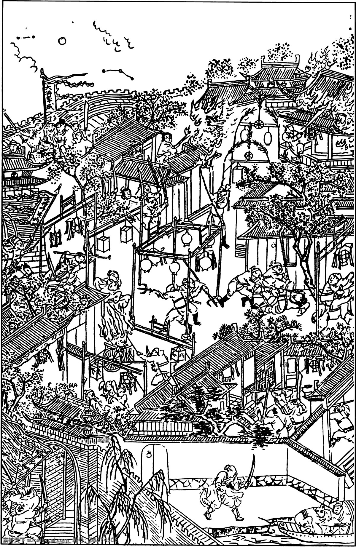 古版画 小说类 人物画 矢量 格式 eps格式 设计素材 古版画篇 版画专辑 矢量图库 白色