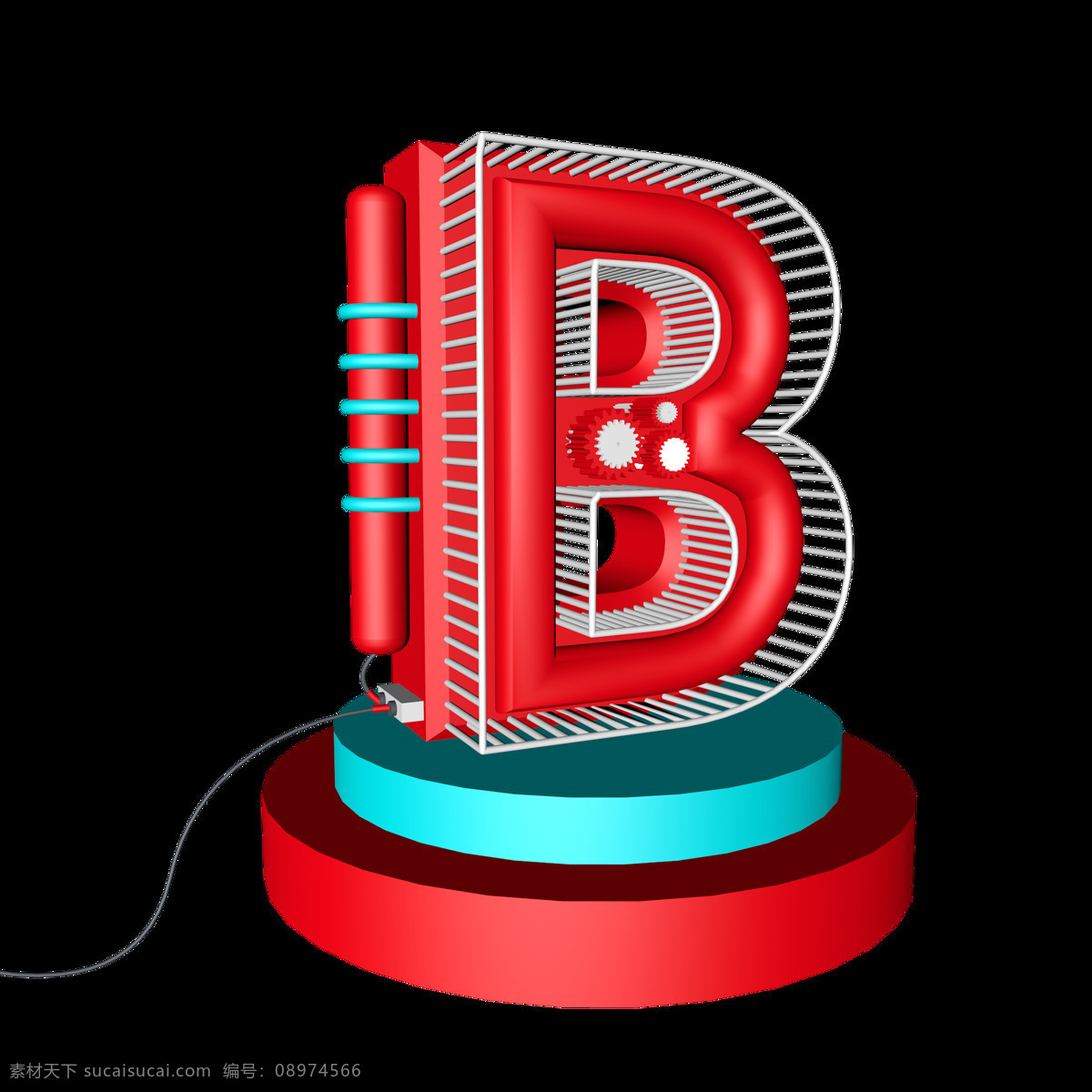 c4d 红色 立体 海报 字母 元素 形状 b 建模